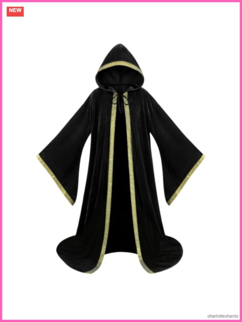 Velvet Hooded Wizard Robe Costume Adult Unisex Long Sleeve Cosplay